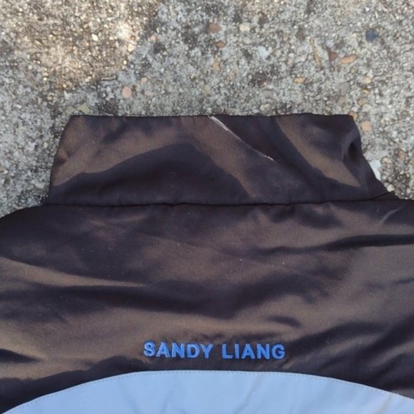 Sandy Liang Rushi Shearling Sherpa Jacket Blue Black Fleece Zip Up Coat L NWOT - Picture 13 of 14